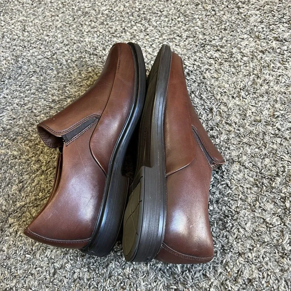 Clarks Active Air Vent Brown Leather Loafers Shoes Mens 9.5 M Slip On Comfort - Picture 8 of 10